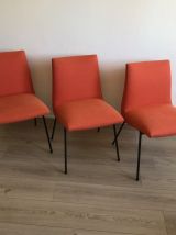 Suite 3 chaises vintage 1950 CM 145 Pierre Paulin 