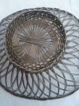 Corbeille panier en métal argenté, vintage