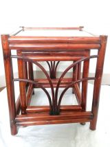 Tables gigogne en rotin vers 1950 de style art déco 