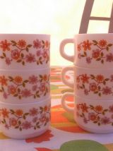 6 assiettes à dessert + 6 tasses à café  (Scania Arcopal)