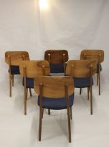 Set de six chaises design année 60 ,70 bois latté traditionn