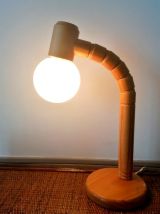 Lampe scandinave articulée en pin et opaline