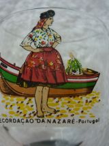 Lot 3 Verres Lithographie Souvenir de Nazaré Portugal