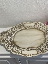 Plat en faïence vintage ton crème 