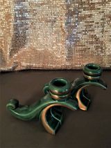 Duo de bougeoirs art-déco en porcelaine