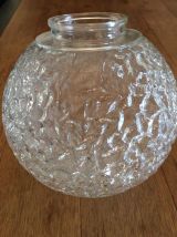 2 Gros globes ronds en verre moulé transparents