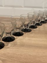 Set de 8 verres à vin rétro en verre gravé