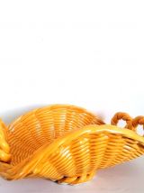 Corbeille à fruits en barbotine vannerie, Vallauris 1960