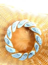 Corbeille à fruits en barbotine vannerie, Vallauris 1960