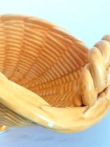 Corbeille à fruits en barbotine vannerie, Vallauris 1960