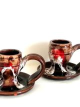 Bougeoirs à mains céramique style Vallauris , vers 1960 