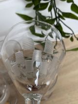 Set de 6 verres à vin gravés