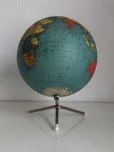 Globe vintage 1965 terrestre doré tripode Taride - 29 cm
