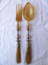 couverts  vintage en metal et corne