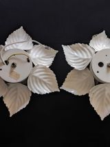 Appliques feuilles blanches vintage