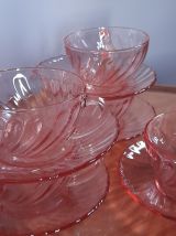 5 tasses à café, rose, modèle Rosaline de Luminarc - Vintage