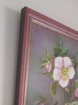 Tableau peinture décor floral, roses, dim 34 x 34 cm