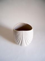 Vase vintage en céramique blanche, années 80, style art déco