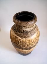 West Germany, Scheurich, vase en céramique marron, années 50