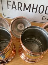 Ensemble de 5 pots à épices cuivre et 1 chaudron en cuivre