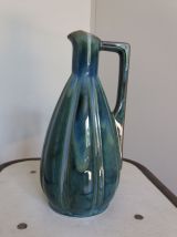 Vase pichet soliflore en céramique émaillée tons vert bleu