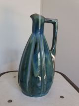 Vase pichet soliflore en céramique émaillée tons vert bleu