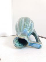 Vase pichet soliflore en céramique émaillée tons vert bleu