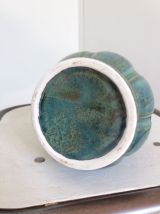 Vase pichet soliflore en céramique émaillée tons vert bleu