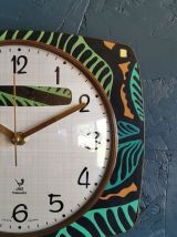 Horloge vintage pendule silencieuse "Jaz noir vert ocre"