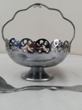 Sucrier et sa cuiller en métal argenté