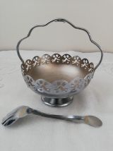 Sucrier et sa cuiller en métal argenté