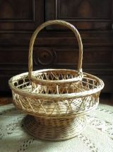 Porte bouteilles et verres en osier (Années 50)