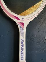 Miroir mural ovale bois raquette tennis vintage "Donnay"