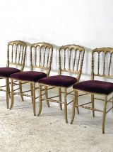 Suite de 4 chaises Charivari en bois doré