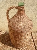 dame jeanne  recouverte  d'osier , vintage