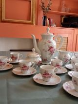 Service à café porcelaine motif floral Rose(complet)