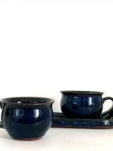  Duo déjeuner en terre-cuite émaillée, Japon vers 1940. 