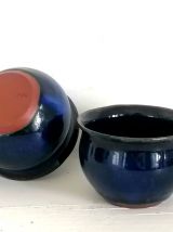  Duo déjeuner en terre-cuite émaillée, Japon vers 1940. 