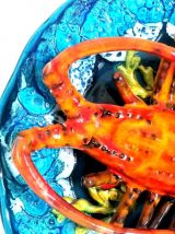 Assiette  trompe l’œil homard en faïence style Palissy 