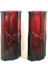  Paire de vases art déco rouge skyscraper