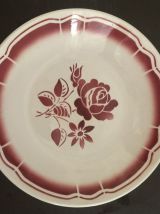 Vaisselle ancienne, assiettes creuses, motif rose