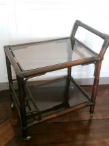 Desserte roulante en rotin 1970 