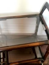 Desserte roulante en rotin 1970 