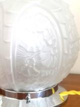 Lampe art déco à poser globe aux fleurs 1940 