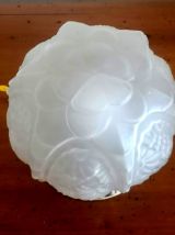 Lampe art déco à poser globe aux fleurs 1940 