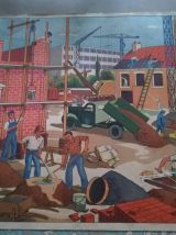 Affiche scolaire vintage La ferme - La construction