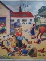 Affiche scolaire vintage La ferme - La construction