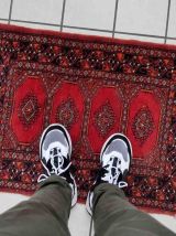 Tapis vintage Ouzbek Bukhara fait main, 1C865