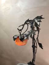 lampe en fer forgé  art nouveau  1900 a 20  ; patiné  non si