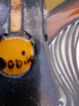 Grand decoratif Figurant un homme à la guitare. Signature à 